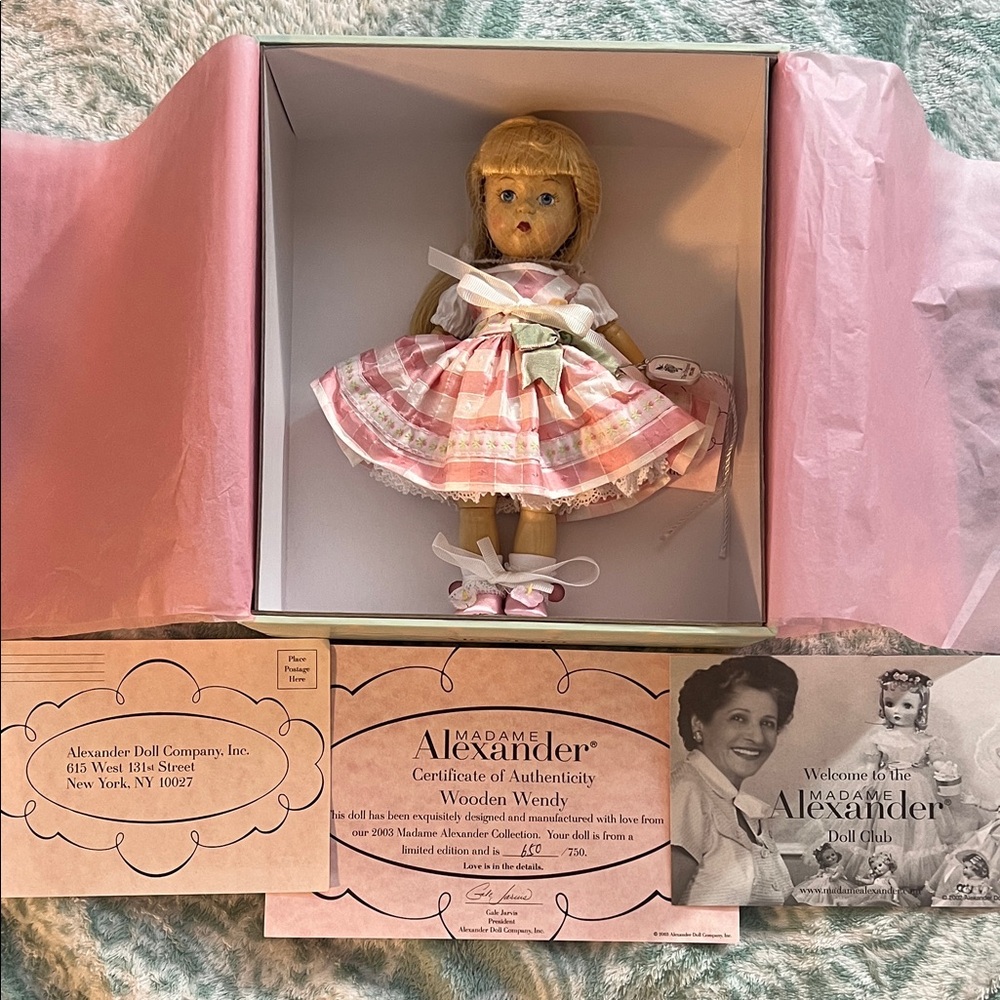 Vintage Madame Alexander Wooden Wendy Doll NRFB.